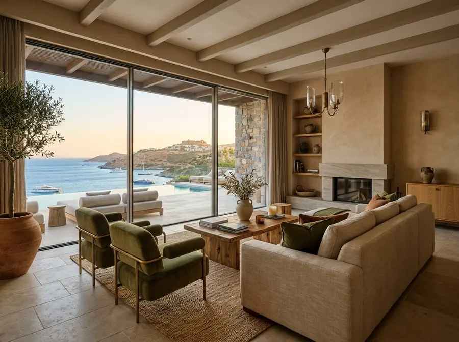 Komple villa renovasyonu sonrası modern iç mekân